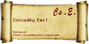 Csicsáky Emil névjegykártya