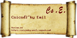 Csicsáky Emil névjegykártya